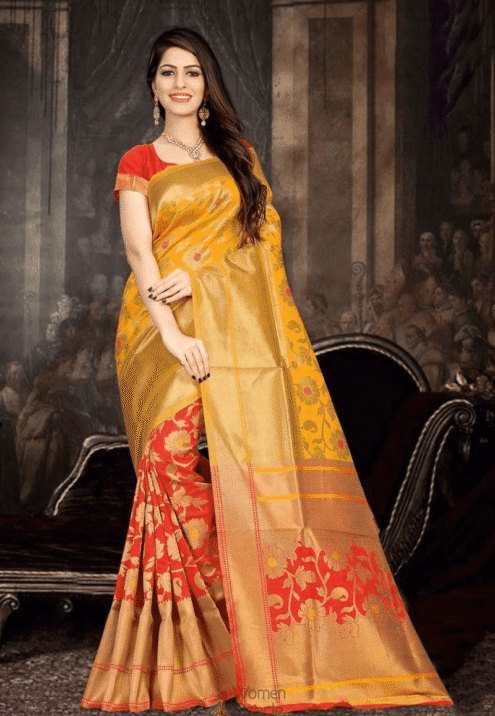 Latest Trendy Heavy Embroidery work with zari pallu Indian Designer Saree
